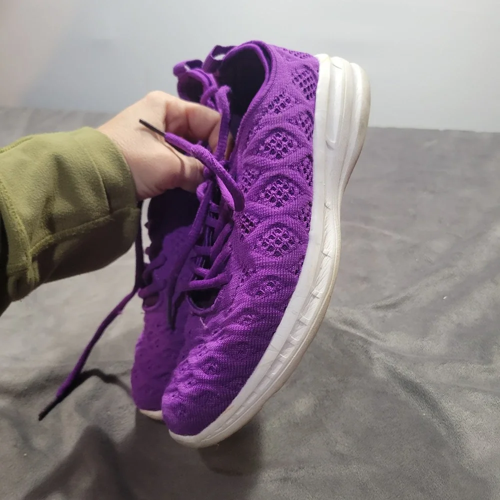 Purple Knit Athletic Sneakers Lace Up Lightweight Breathable Running Shoes‎